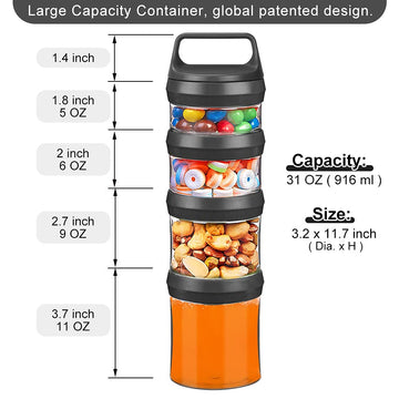 Seleware Stackable Snack Jars, Twist Lock Stackable Containers Set, Food Storage Travel Container For Storing Milk Protein Powde