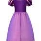 Relibeauty Girls Dress Puff Sleeve Princess Costume, 8, Purple(With Accessories)