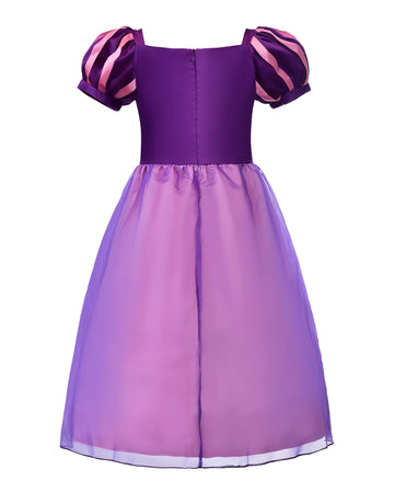 Relibeauty Girls Dress Puff Sleeve Princess Costume, 8, Purple(With Accessories)