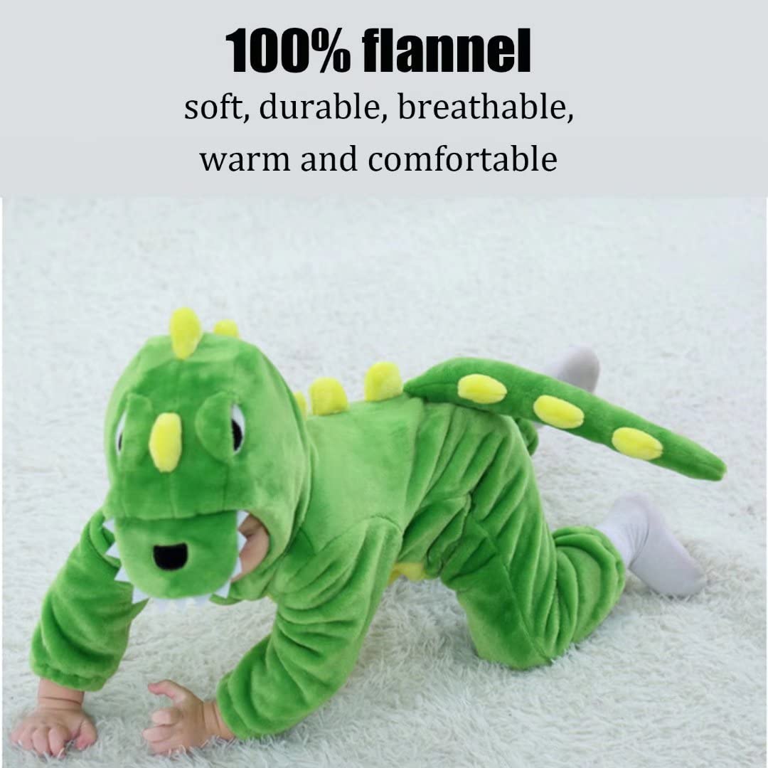 Baby Green Dinosaur Costumes Unisex Toddler Outfit Halloween Dress Up Romper 6-12 Months