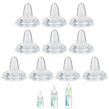 Sippy Nipple for Dr. Brown's Narrow Bottle & Sippy Spout Bottle, Soft 100% Silicone Baby Bottle Straw Nipple, 6m+, 10 Count