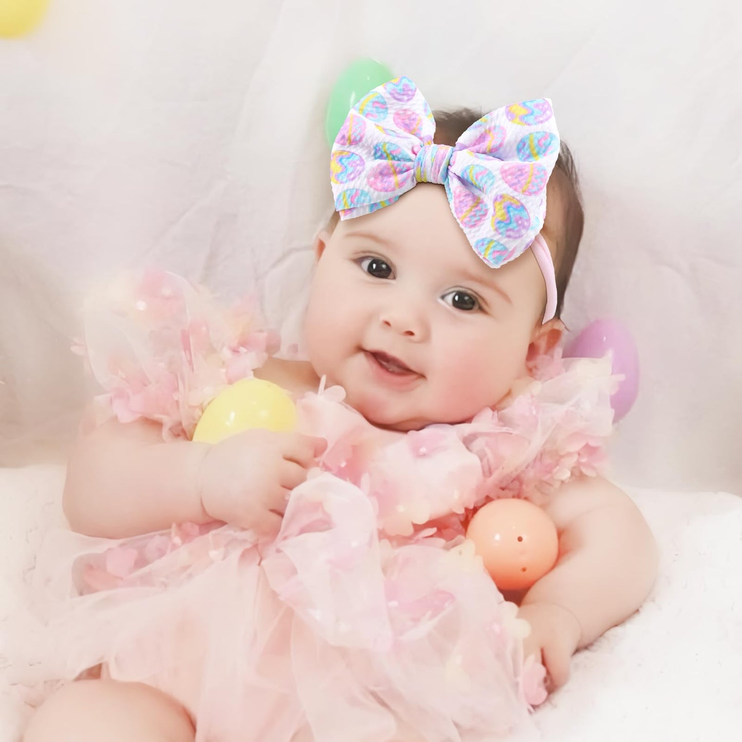 Lanmerry Easter Bows For Girls Bunny Baby Girl Headbands Easter Hair Bows Rabbit Eggs Bow Toddler Hair Accessories Infant Bows H