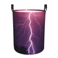 Pevtufa Thunderstorm Violet Purple Foldable Laundry Basket Organizer,Fabric Clothes Toy Storage Basket Nursery Hamper Storage Bi