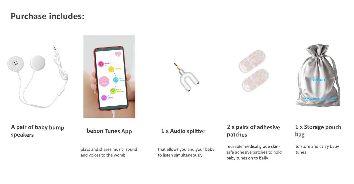 Baby-Bump Headphones - Plays And Shares Music, Sound And Voices To The Womb - Premium Baby Bump Speaker System - Including Bebon
