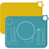 Moonkie Silicone Placemats For Baby & Kid, Stain Resistant Non-Slip Toddler Food Mats Eating Table Mat With 2 Packs(Teal/Mustard