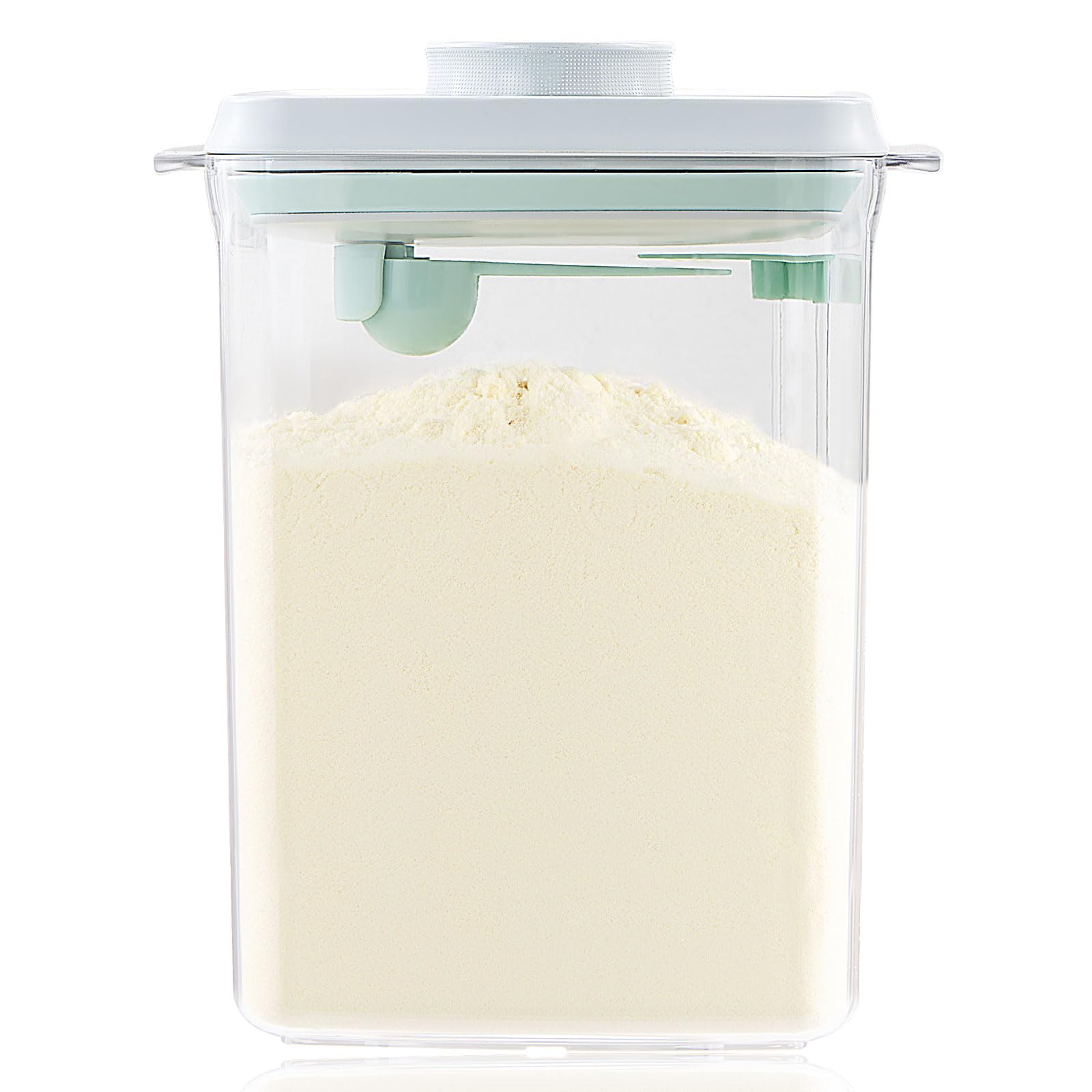 Tourdeus Baby Milk Powder Container - 2300Ml Air Tight Formula Dispenser With Spoon And Scraper, Bpa-Free, Clear, 28Oz, 1.76Lb,