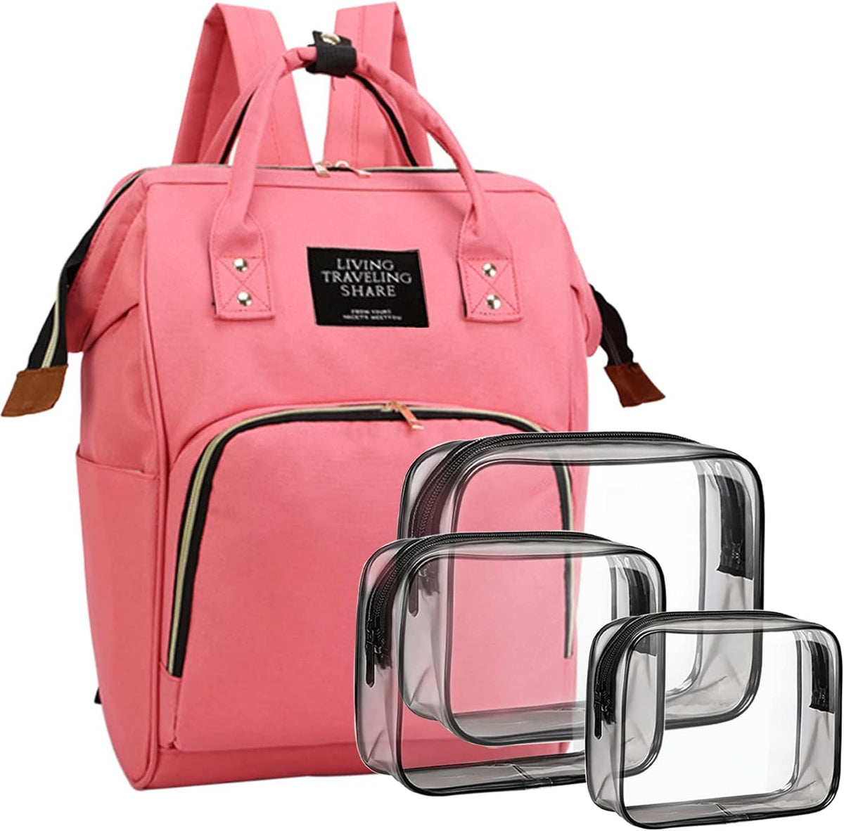 Zeelpetal Diaper Bag With Organizing Pouches, Nappy Bags Handbags Multifunction Diaper Bag For Baby Care 3 Pc Travel Backpack La