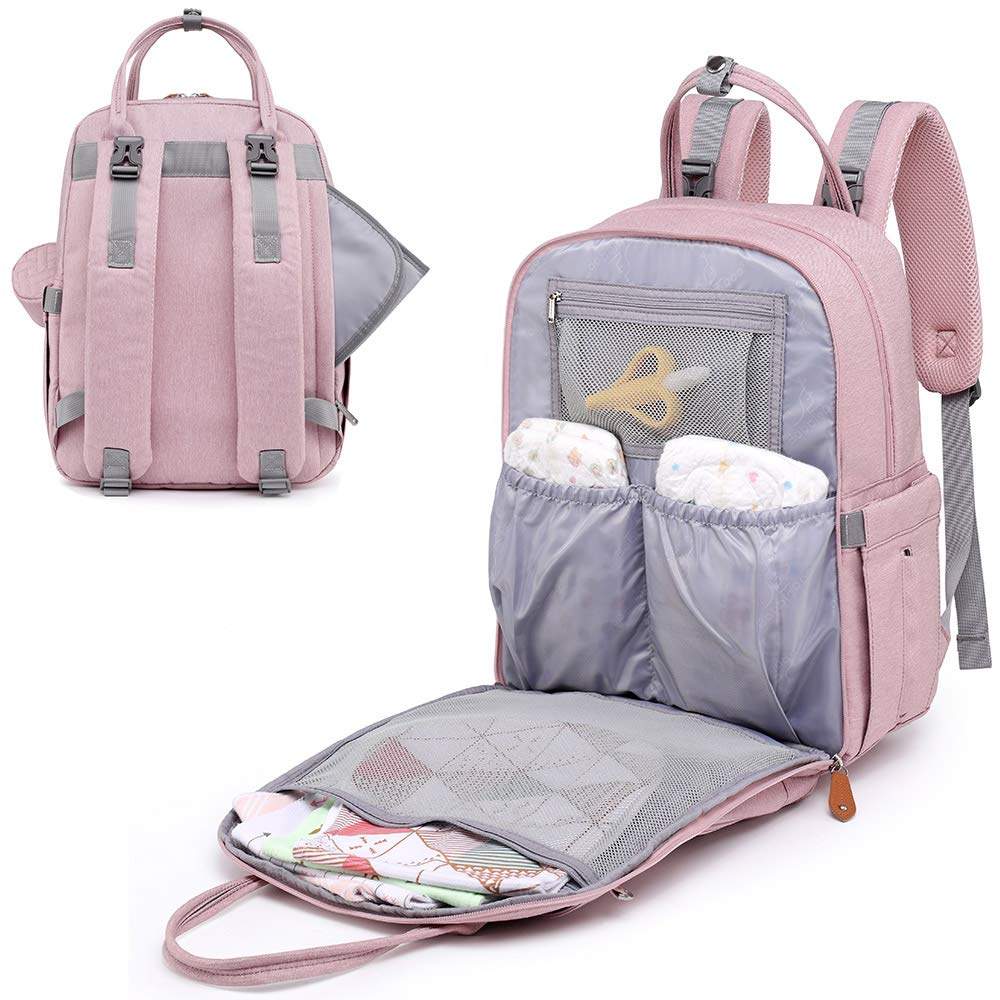 Babbleroo Diaper Bag Backpack, Nappy Changing Bags Multifunction Waterproof Travel Back Pack With Changing Pad & Stroller Straps