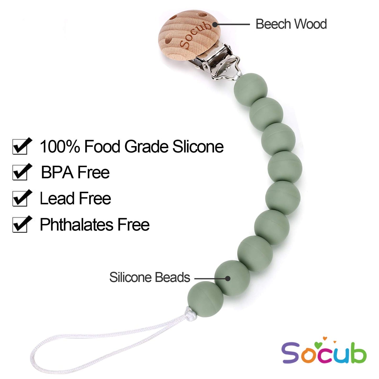 Socub Silicone Baby Pacifier Clip, Pacifier Holder Fit Any Brand Pacifier, Bpa Free, Best Newborn Shower Gift For Boy And Girl (