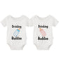 Ysculbutol Drinking Buddies Baby Funny Twin Bodysuit Twin Boy Girl Matching Outfits Twins Clothes (White 1, 1012 Months)