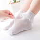 4 Pairs Toddler Baby Girls Lace Princess Socks Cotton Ruffled Solid Ankle Socks White 5-8T