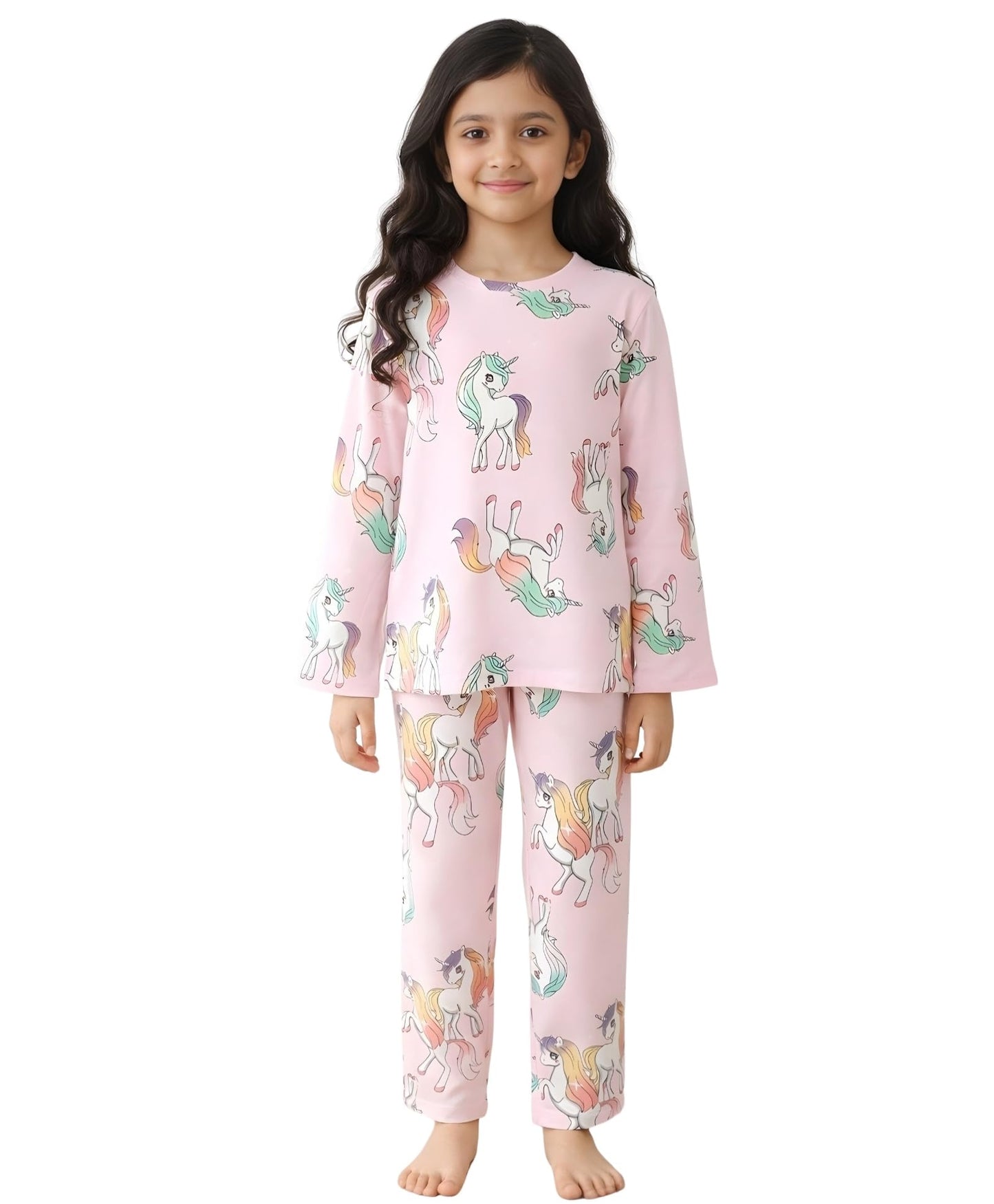 ANTHRILO Summer Pyjama Set for Girls | 100% Cotton, Skin Friendly Fabric | Pyjama Set for Girls | Casual Wear | Unicorn Star Lon