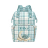 Noverbibi Custom Diaper Bag for baby Customized Dragon Plaid Cyan Baby Bag Personalized Nursing Bags with Name Custom Name Mommy