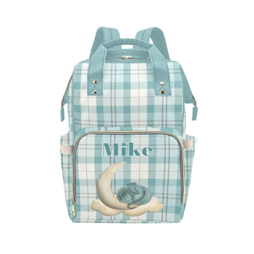 Noverbibi Custom Diaper Bag for baby Customized Dragon Plaid Cyan Baby Bag Personalized Nursing Bags with Name Custom Name Mommy
