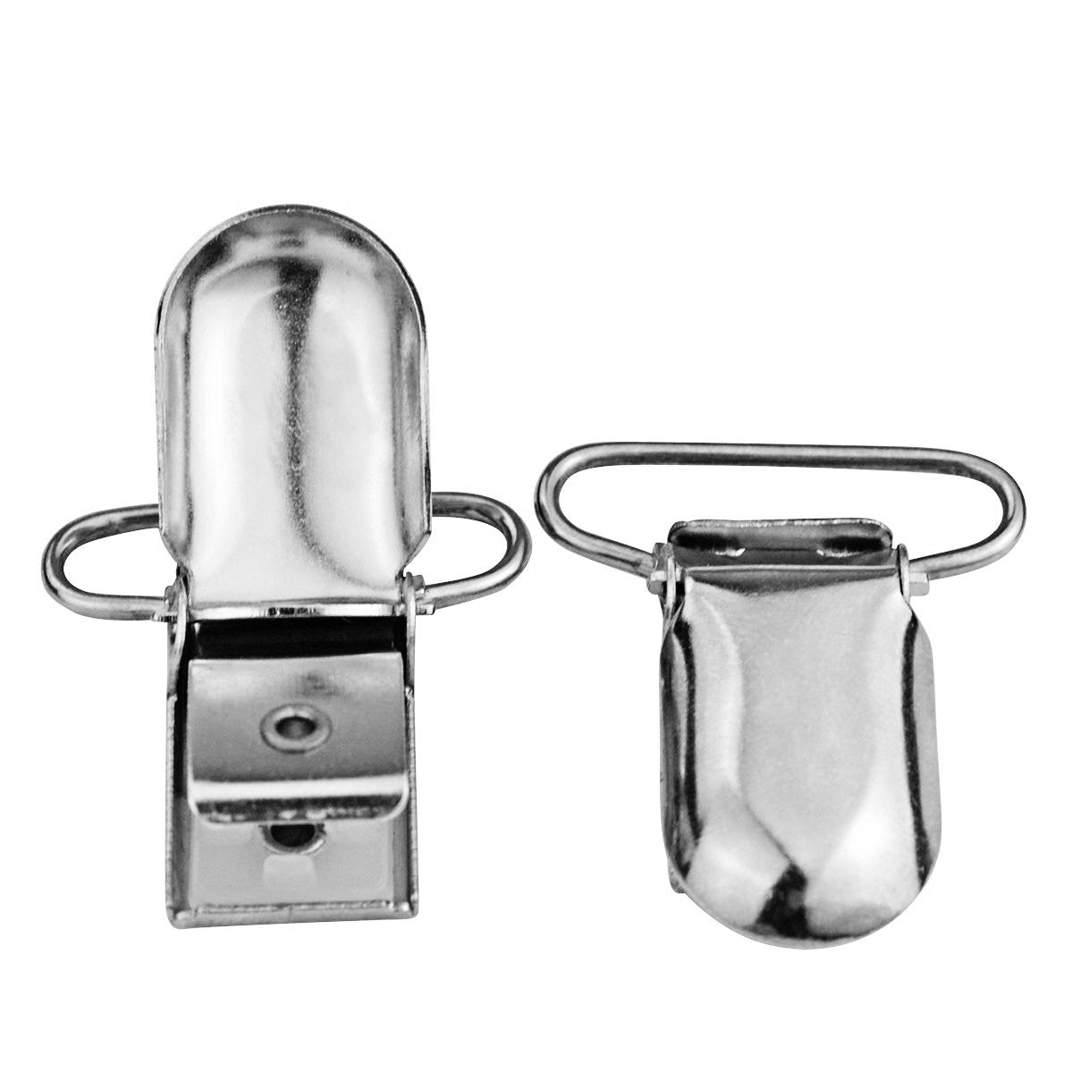 50Pcs 1' Pacifier Suspender Clips, Marrywindix Pacifier Clips For Making Pacifier Holders Bib Clips Toy Holder Silver
