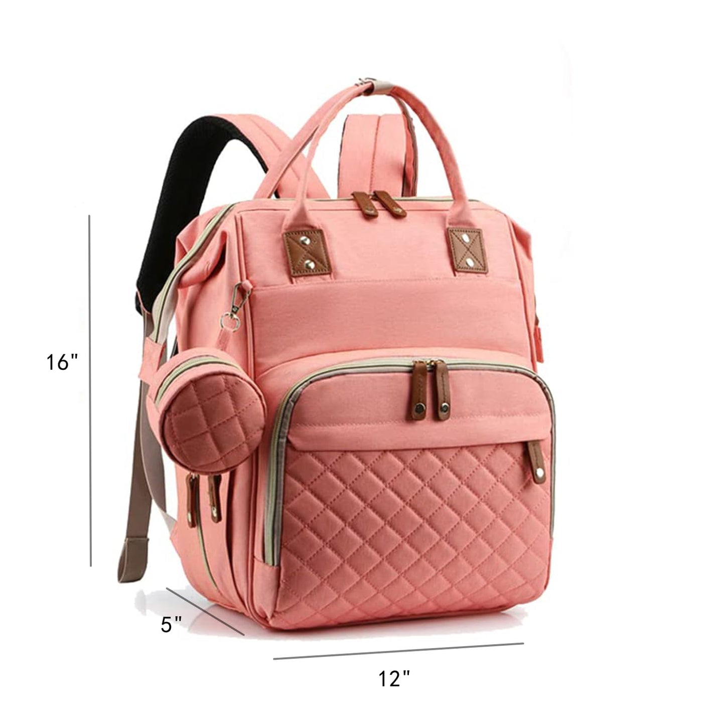 Axone 3 In 1 Baby Diaper Bag Backpack Unisex Travel Nappy For Boys & Girls Waterproof Stroller Straps Large Capacity Pink