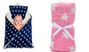 CTMKIDS Baby Wrap with Cushion Cap for Kids 74x84 cm  Navy Blue & Baby Blankets New Born Pack of Star Wrapper Bedsheet  Pink