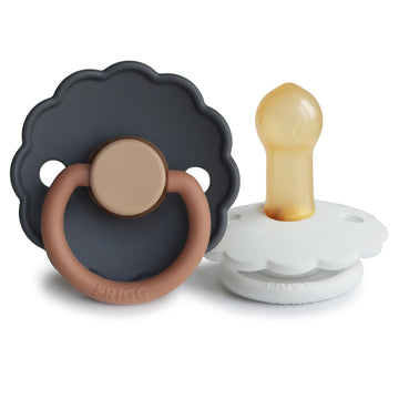 FRIGG Daisy Natural Rubber Baby Pacifier | Made in Denmark | BPA-Free (Baked Clay/Cream, 6-18 Months) 2-Pack