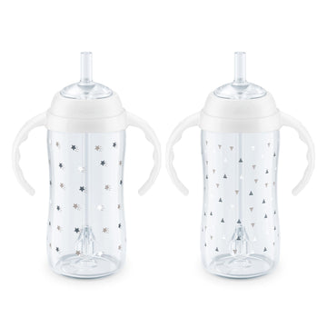 NUK Learner Straw Cup, 10oz, 2-Pack - Toddler Sippy Cup with Soft Straw for Easy Drinking, Suitable for Ages 8 Months and Up, Ti