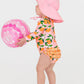 Rufflebutts Baby Girls Upf 50+ Sun Protection Novelty Print Long Sleeve One Piece Rash Guard Swimsuit With Zipper - Orange You T