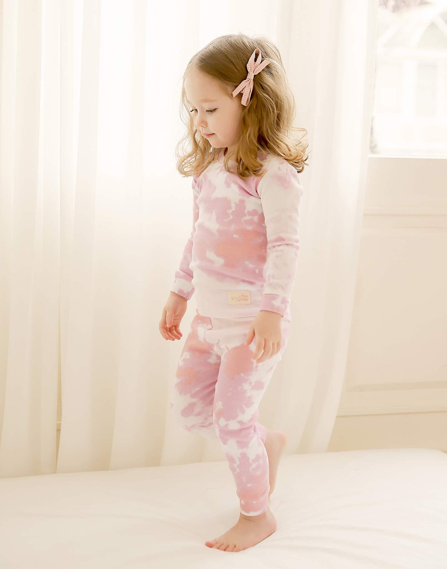 Vaenait Baby Kids Junior 100% Cotton Sleepwear Pajamas 2Pcs Set Tiedye-Milkpurplepink-251 Xl
