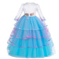 Hihcbf Girls Unicorn Birthday Princess Long Sleeve Wedding Pageant Party Maxi Dress Halloween Carnival Costume W/Headband Blue 1