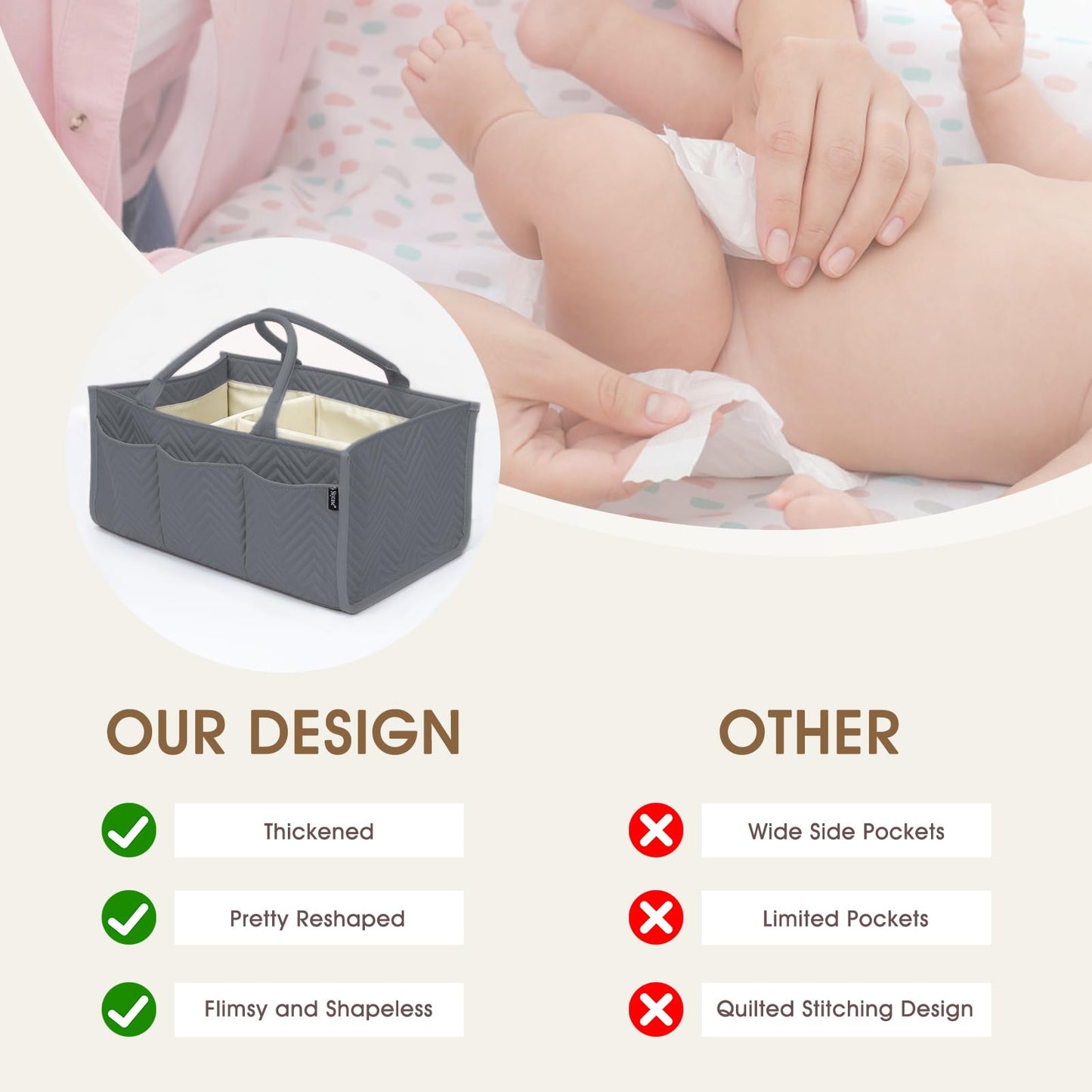 Skycase Large Diaper Caddy Organizer, Baby Organizers And Storage For Newborn Essentials Must Haves, Nursery Storage Basket For