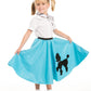 1950S Turquoise Poodle Skirt For Girls With Musical Note Printed Scarf | Blue Sock Hop Skirt | One Size | 1950S Costumes For Gir