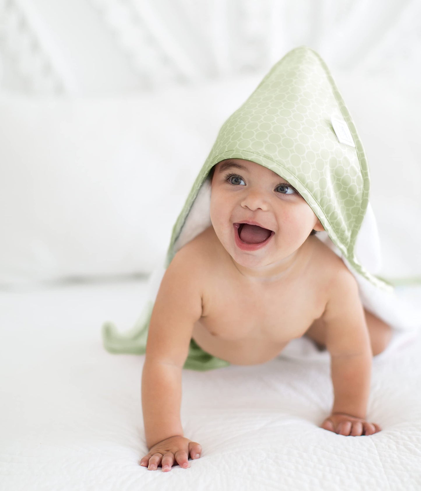 Swaddledesigns Cotton Terry Velour Hooded Towel For Baby/Toddler, Absorbent With Satin Trim, Absorbent With Satin Trim, Kiwi Min
