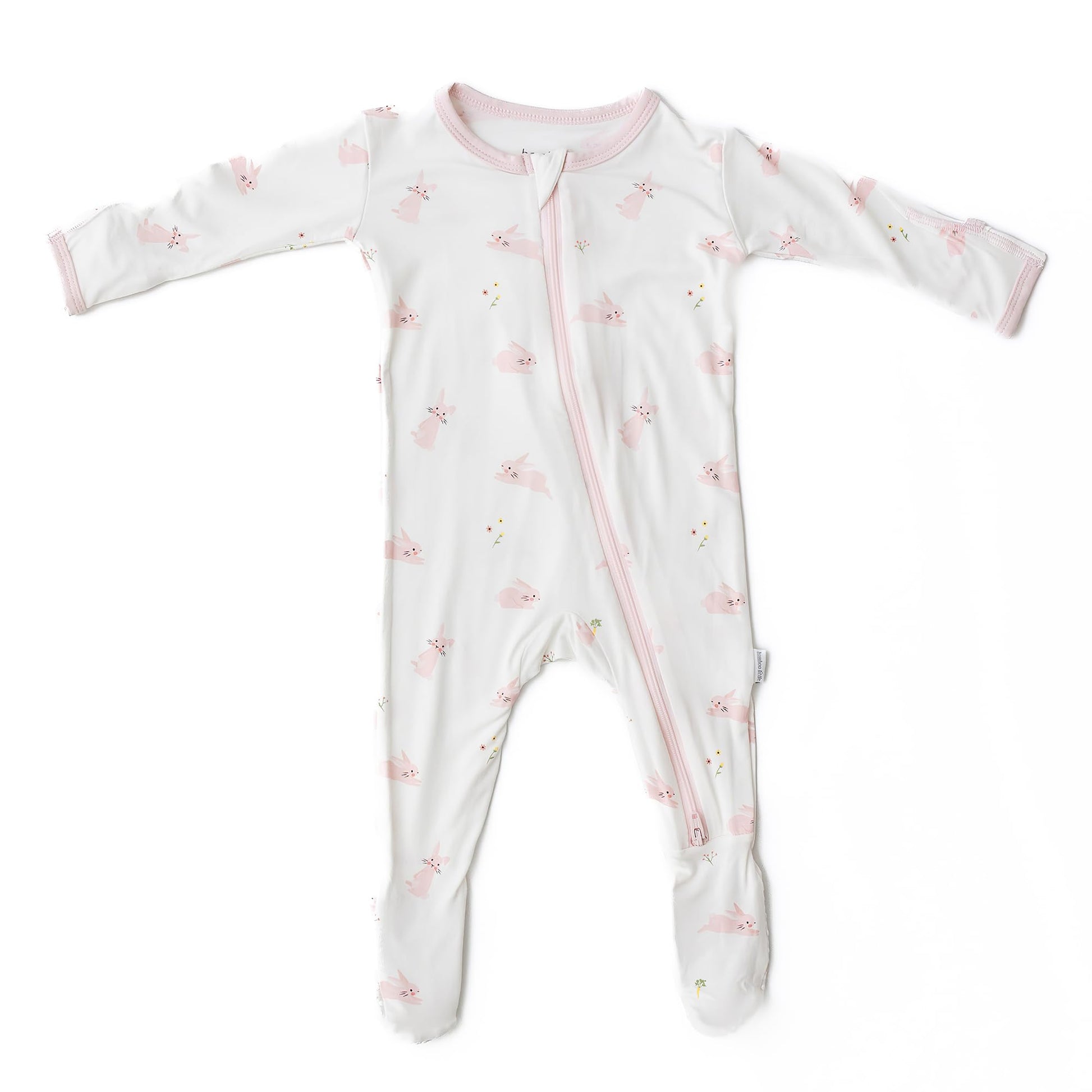 Bunny Footie For Baby - 95% Viscose From Bamboo, 5% Spandex - Soft Newborn Sleepwear, Baby Pajamas, Unisex Baby Clothes, Zipper
