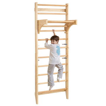 Vevor Swedish Ladder Wall Gym, 10-Level Wooden Indoor Jungle Gym, 220 Lbs Load Capacity Playground Climbing Toys For Kids And Ad