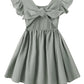 Dutebare Toddler Baby Girls Dress Cotton Linen Ruffle Sleeveless Halter Kids Casual Beach Dresses Grey Green 110