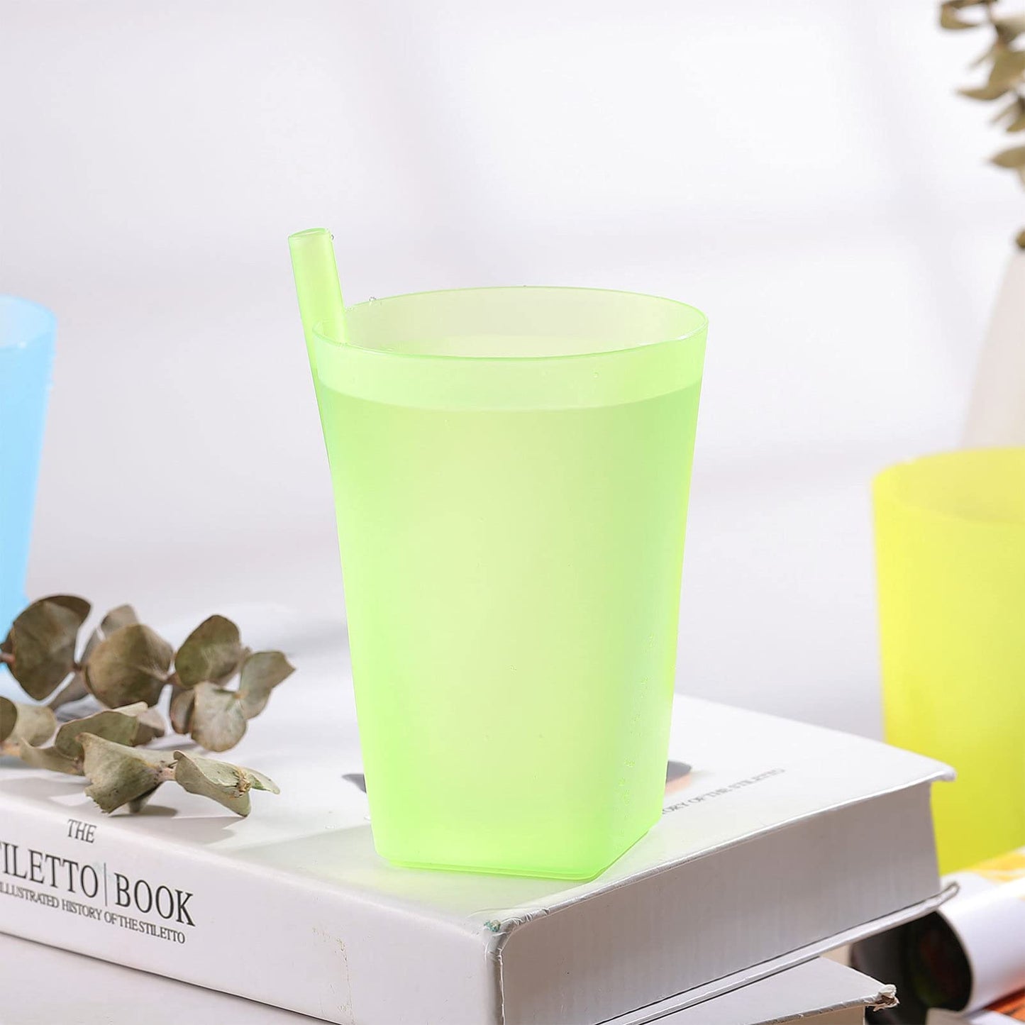 Sippy Cup 4Pcs Toddler Sip Cups With Built In Straw Kids Drink Cups With Straws