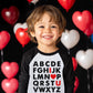 Valentine'S Day Outfit Alphabet Abc I Love U Shirt Boy Girls Kids Long Sleeve Cotton Heart Tops, Red 6 Years
