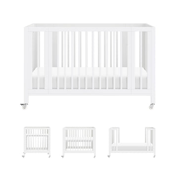 babyletto Rolli 9-in-1 Convertible Baby Crib w/Wheels - Includes Pad & Conversion Kits for Bassinet, Standard Crib, Toddler Bed,