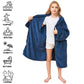 Hiturbo Kids Bath Towel Hoodie: Soft Plush Zipper Surf Poncho - Warm Fleece Changing Towels Swimming Outerwear (Navy)