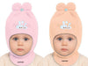 Yanwenx Baby Boys & Girls Soft Woolen Monkey Cap (Pack Of 2,Light Pink|Beige) | Full Head, Ear & Neck Coverage | Ideal For 6 Mon