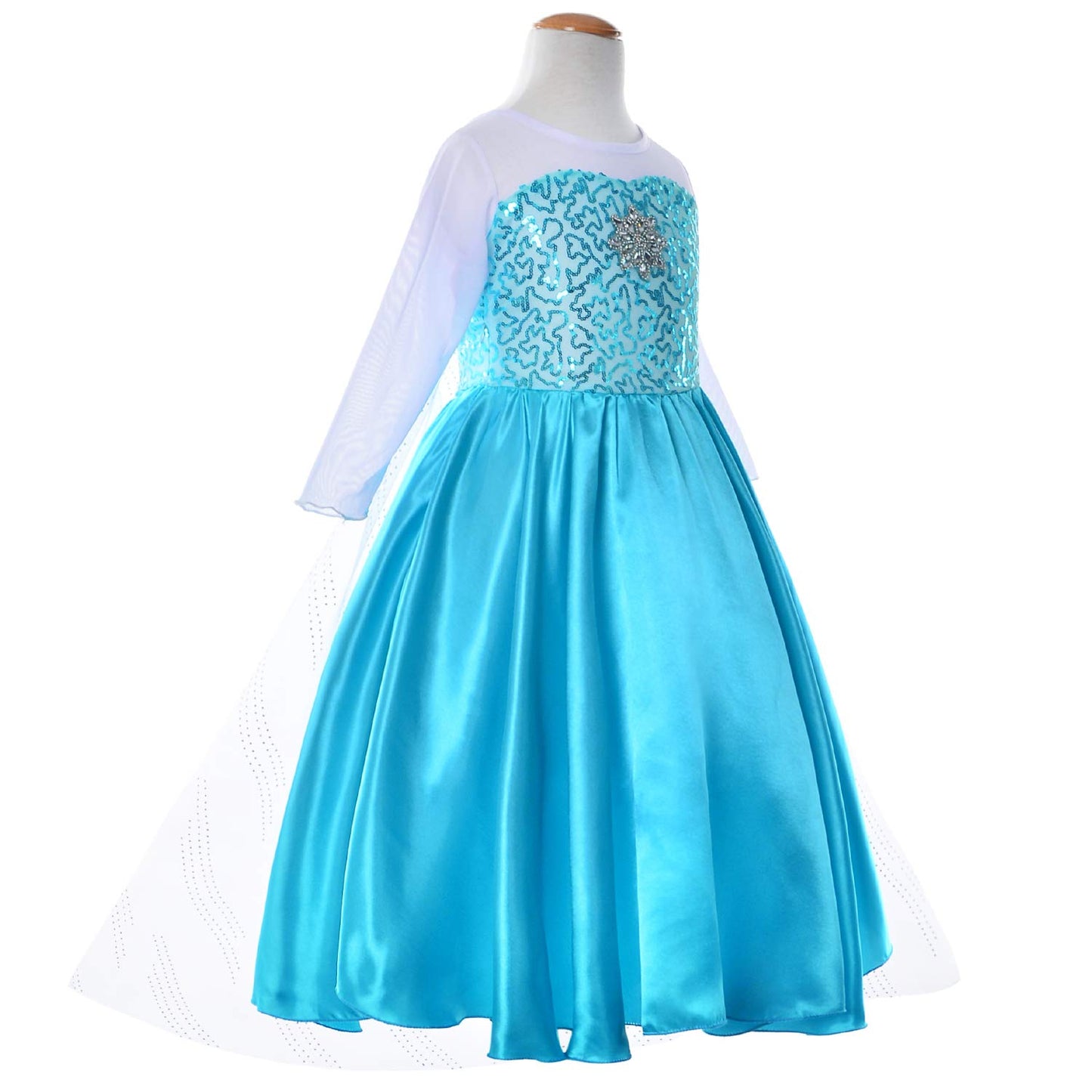 Party Chili Princess Costume For Girls Dress Up With Accessories Toddler Little Girls 3T 4T 3-4 Years 110 Sky Blue