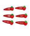 Strawberry Snap Clips Baby Girls Fruit Hair Bow Clips Strawberry Hair Ring Tie BBW24 (6 Pcs-C1)