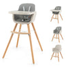 Honey Joy High Chair, 3-In-1 Eat & Grow Wooden Highchair/Toddler Chair With Removable Tray, 5-Point Harness, Pu Cushion And Foot