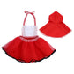 Fymnsi Baby Girls Halloween Deluxe Little Red Riding Hood Costume Cape Cloak Outfits Storybook Fairy Tale Costume 3-6 Months