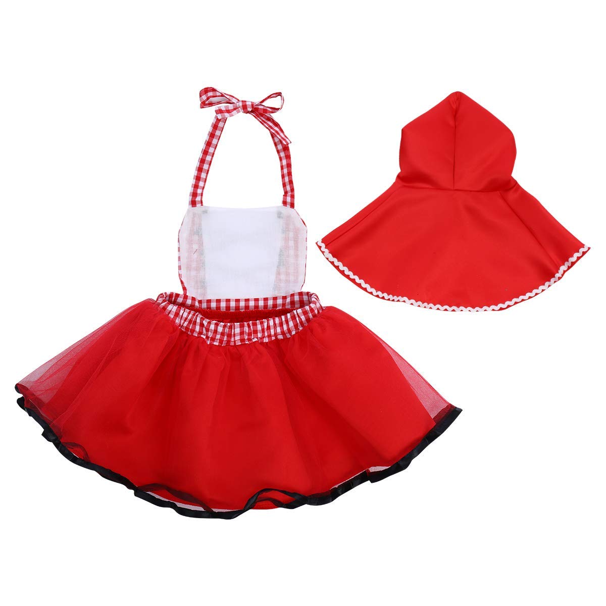 Fymnsi Baby Girls Halloween Deluxe Little Red Riding Hood Costume Cape Cloak Outfits Storybook Fairy Tale Costume 6-12 Months
