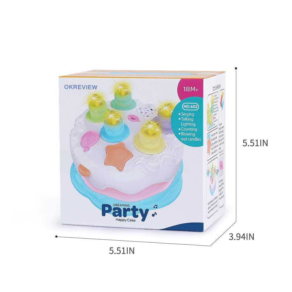 OKREVIEW First Birthday Cake Toy - Singing Music Cake Toys with Counting and Blow Candles Toys for 18 Months+ Old Boys Girls Bir