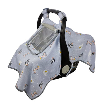 Icopuca Car Seat Covers For Babies, Kick-Proof Carseat Cover Girls/Boy, Carseat Canopy With Window, Light Weight Muslin, Breatha