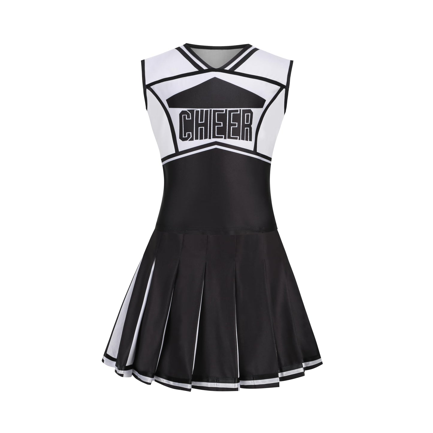 Lmyove Classic Black 5-Piece Cheerleading Set For Girls - Includes Top, Skirt, Pom Poms, Headband, And Socks,4-5Y