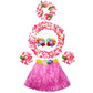 Fighting to Achieve 30cm Hawaiian pink Grass Skirt Performance Costume Set for Girls