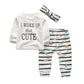 Kukitty 3Pcs Baby Girl Outfits Set I Woke Up This Cute Long Sleeve T-Shirt Tops Flowers Pants With Headband (3-6 Months)