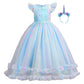MYRISAM Unicorn Costume Princess Birthday Pageant Party Halloween Cosplay Christmas Rainbow Tulle Fancy Dresses w/Headband Blue 