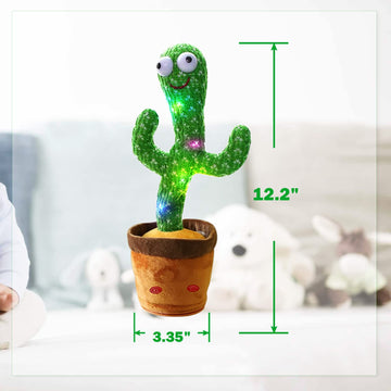 BIGHAKI808 Talking Cactus Toy, Dancing Cactus Repeats What You Say Electronic Dancing Cactus with Lighting Recording Mimicking C