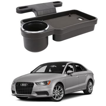 Oshotto (FT04) Foldable Car Auto Headrest Rear Back Seat Table Drink Food Cup Tray Holder Compatible with Audi A3  Black